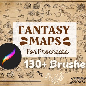 Procreate Fantasy Map Brushes – 130+ Hand-Drawn Stamps for DnD, TTRPG, RPG, LARP, & Worldbuilding