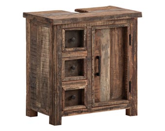 Woodkings Sumatra vanity unit, bathroom cabinet, solid wood, recycled old wood, untreated