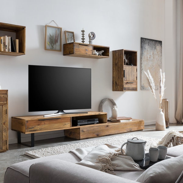 Woodkings Lowboard Auckland TV furniture TV bench variable TV base cabinet solid wood recycled pine living room furniture