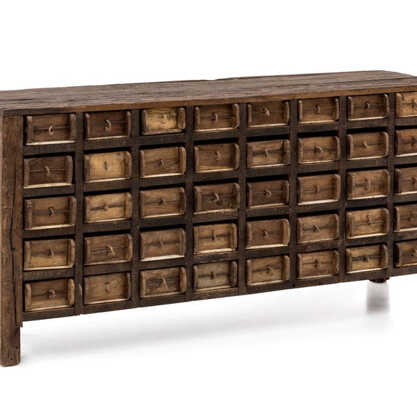 Woodkings sideboard Madurai apothecary cabinet rustic old wood made of brick shapes unique