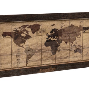 Woodkings Wandbild 180x90, 120x90, 90x60 Altholz rustikal Weltkarte World Map Canvadruck