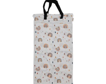 Waterproof Double Zip Large Wet Bag Rainbow and Rain 40x70cm