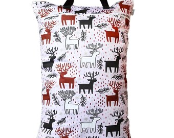 Waterproof Double Zip Large Wet Bag Reindeer 40x70cm