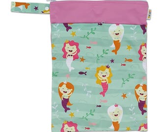 Medium Waterproof Wet Bag with Zip 30 x 40cm - Mermaid