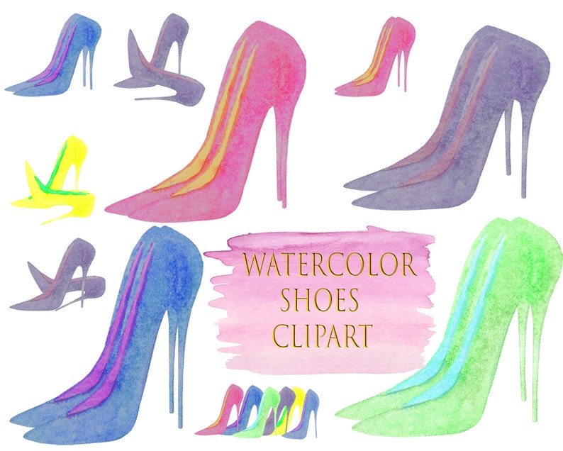 Watercolor Shoes Clipart, High Heels Clipart, Woman Shoes Clipart, Girl