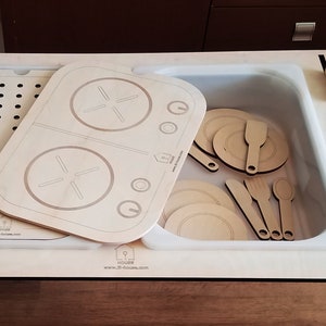 LiL HOUSE speelkeuken inzet voor Trofast bak IKEA Flisat tafel, Flisat keuken inzet, houten inzet IKEA Sensory Bin inzet, Flisat Trofast