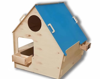 Maisonnette Montessori en bois LiL HOUSE, taille S ; Maison de jardin ; Fête d'enfants ; Maisonnette intérieure ; Maisonnette extérieure ; Maison de jeux ; Maison de jouets ; Naturel
