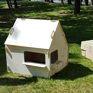 LiL HOUSE paintable Montessori wooden playhouse, S size; Garden decor; Kids party; Indoor playhouse; Outdoor playhouse; Kids room decor; Eco