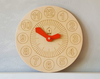 Horloge d'apprentissage des enfants LiL HOUSE; Jouet Montessori; Jouet éducatif; Jouet d'activité; Apprentissage préscolaire; Cadeau pour enfants; Jouet écologique en bois; Horloge d'enfants