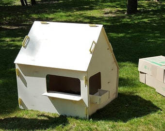 Maison de jeu en bois Montessori LiL HOUSE à peindre, taille S; Décoration de jardin ; Fête d'enfants ; maison de jeu intérieure ; maison de jeu extérieure ; Décoration de chambre d'enfant ; Éco