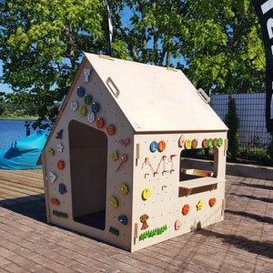 LiL HOUSE® Montessori wooden playhouse; L size; Indoor playhouse; Outdoor playhouse; Educational toy; Activity house; Kids room decor; Eco