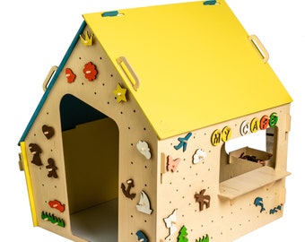 LiL HOUSE® モンテッソーリ式木製知育プレイハウス、Sサイズ；子供用