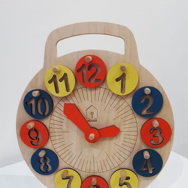 LiL HOUSE kids learning clock; Montessori toy; Educational toy; Activity toy; Preschool learning; Kids gift; Wooden eco toy; Kids clock