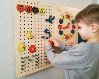 LiL HOUSE kids activity board, L size; Busy board;Busyboard;Activity board;Montessori toy;Activity toy;Geoboard;Geo board;Pegboard;Peg board