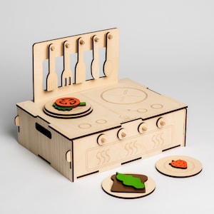 LiL HOUSE jugar cocina; Cocina portátil; Cocina de madera; Jugar a la comida; Juguete Montessori; Juguete de aprendizaje de actividad educativa; Juguete ecológico natural de madera