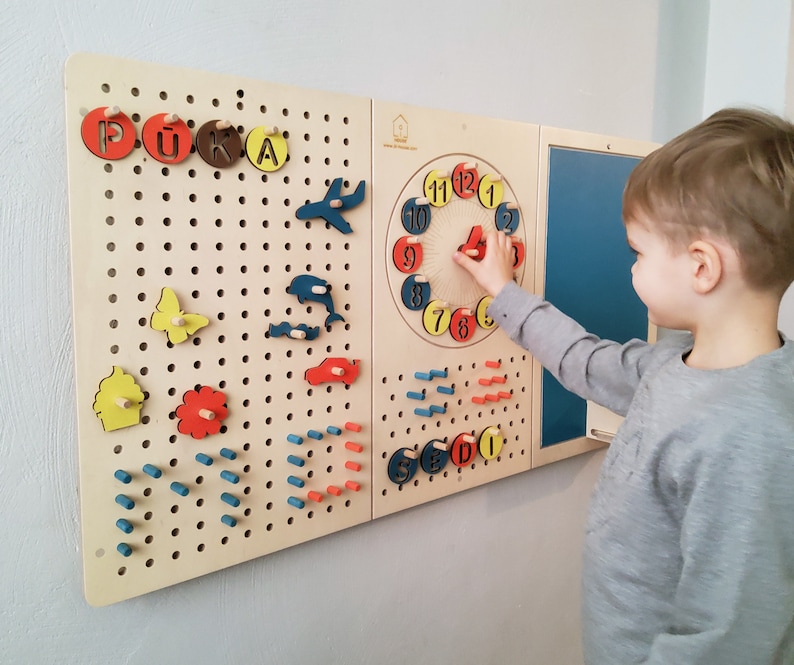 LiL HOUSE kids activity board, L size Busy boardBusyboardActivity boardMontessori toyActivity toyGeoboardGeo boardPegboardPeg board image 2