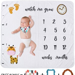 Baby Monthly Milestone Blanket Baby Bib Included Unisex Watch - Etsy