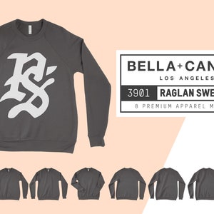 Bella Canvas 3901 Raglan Sweatshirt Mockups