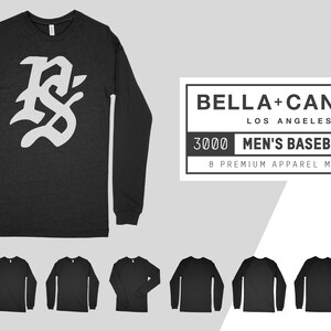 Bella Canvas 3000 Männer Baseball T-Shirt Mockups