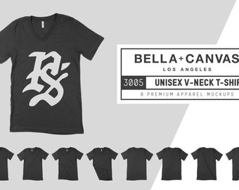 Bella Canvas 3005 Unisex V-Neck T-Shirt Mockups