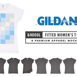 Gildan 64000L Tailliertes Frauen T-Shirt Mockups