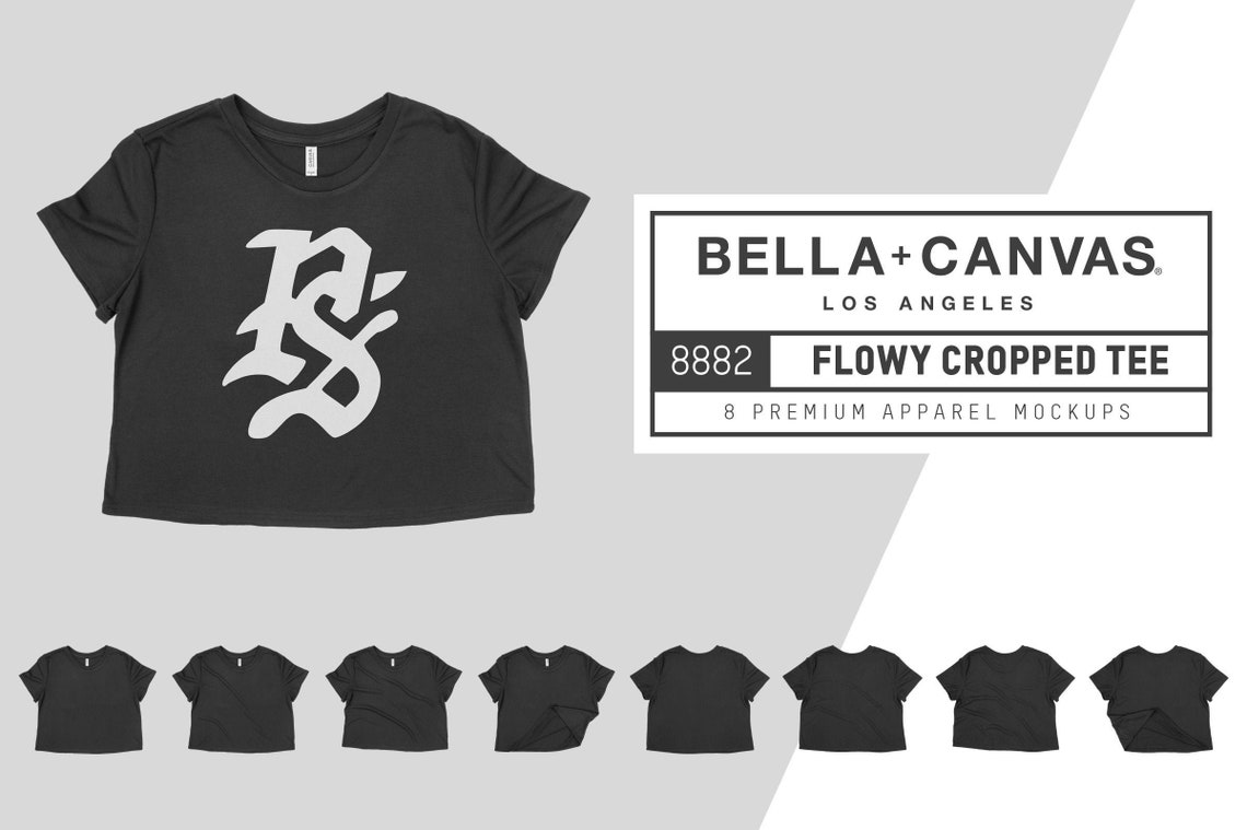 Bella Canvas 8882 Flowy Cropped TShirt Mockups Etsy