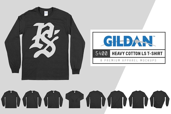 Download Gildan 5400 Heavy Cotton Longsleeve T Shirt Mockups Etsy PSD Mockup Templates