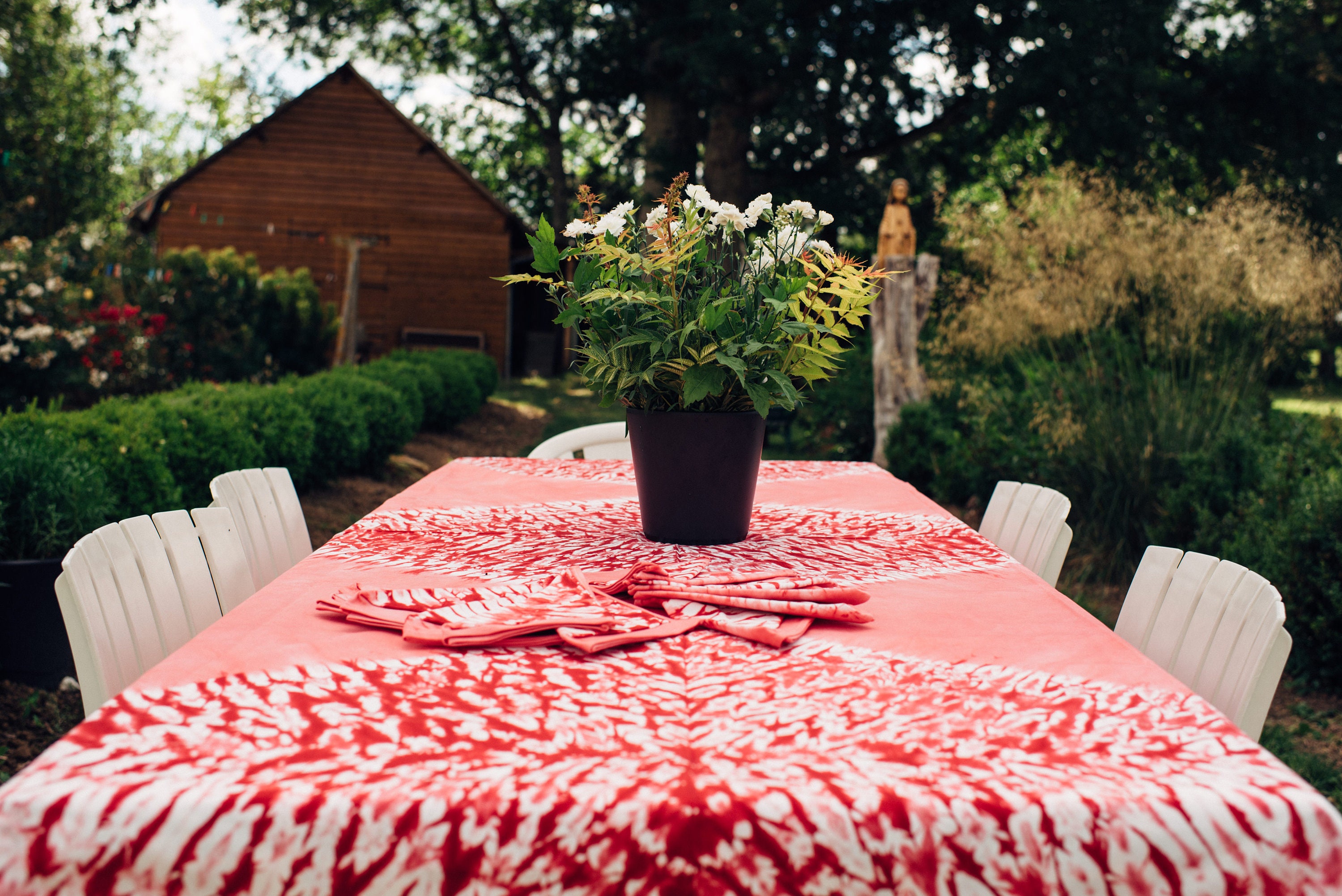 Nappe Rose en Coton, Teintée à La Main