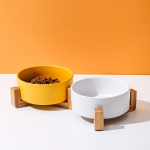 Minimalist Modern Pet Bowls with Bamboo Stand (Custom Made)