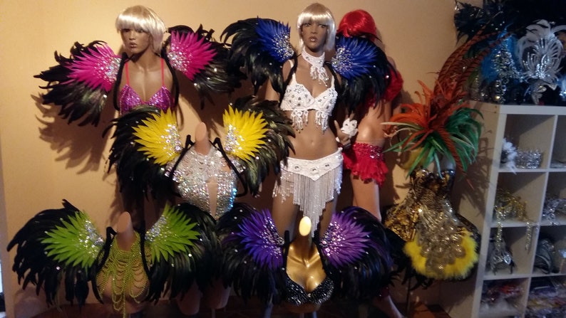 NEW DARK BLUE Feather Wings,Stage Performance,Dance wear,Drag Queen,Gay Guy-Brazilian Rio Costume.Samba Beads Carnival-Backpack,Headpiece