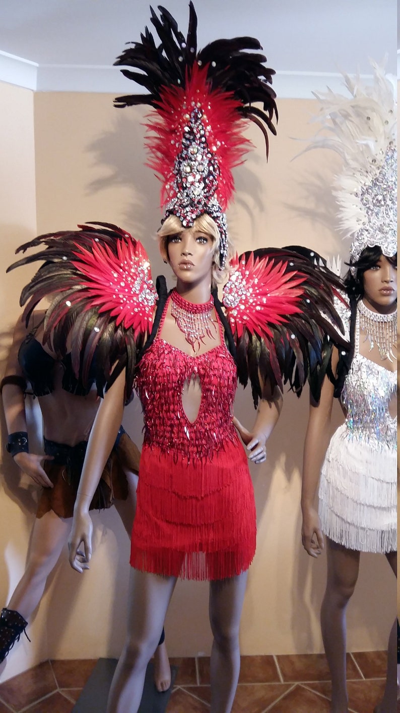 SAMBA Costume Large Shoulder Piece// Wings//Backpack-Show Girl Feather Las Vegas
