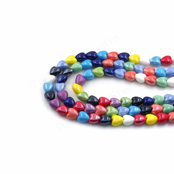 1 Strand Red Square Ceramic Beads,Handmade Ceramic Beads,Cube Glazed Ceramic Beads for DIY Jewelry Making Supply