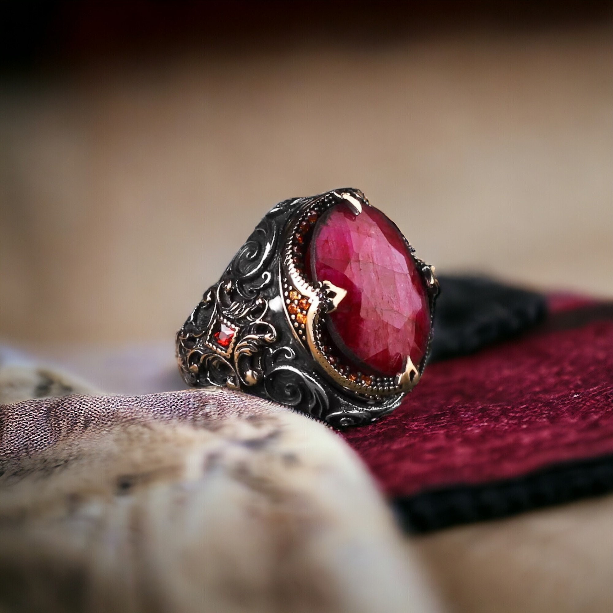 Red ruby stone ring sale