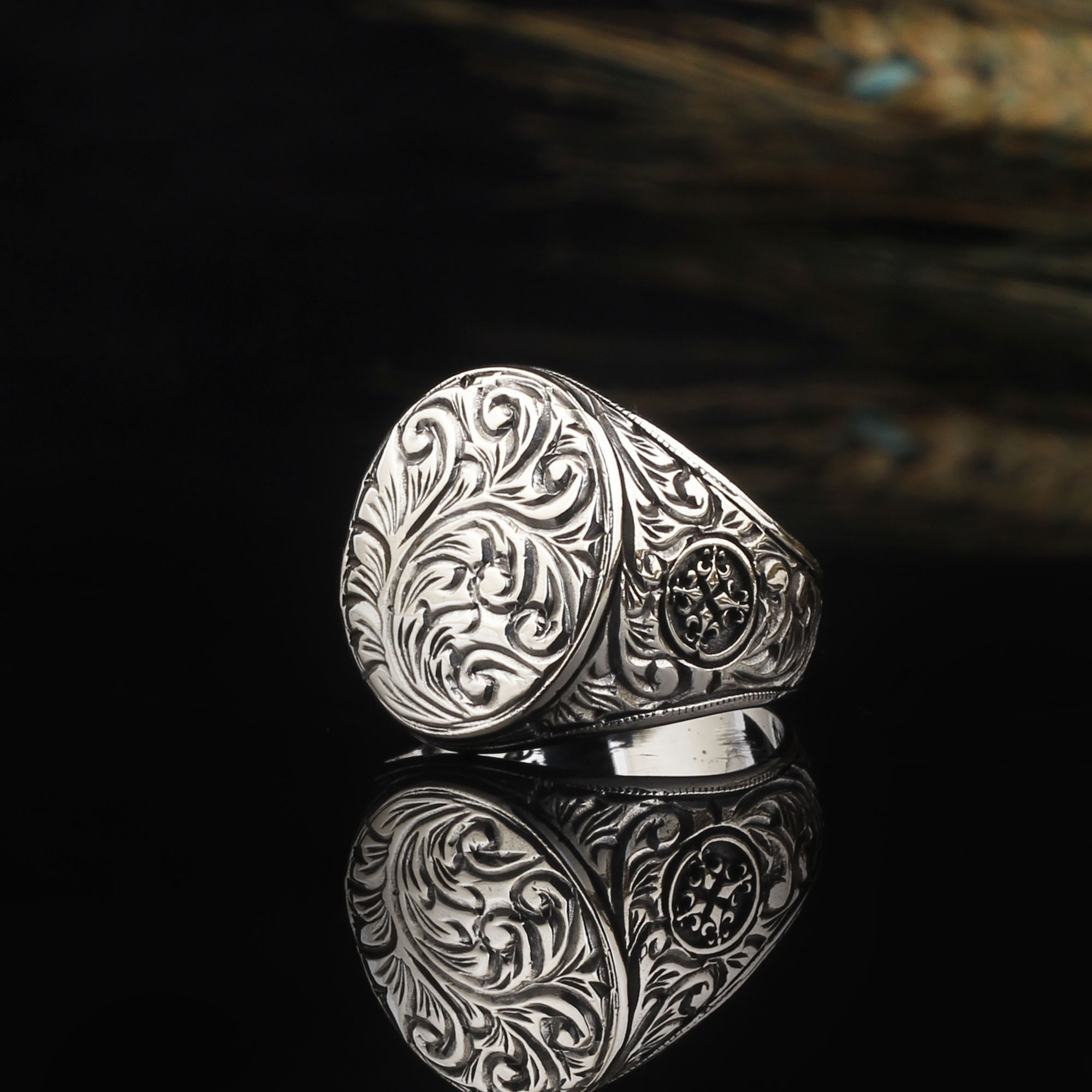 925 Sterling Silver Mens Ring Handmade Engraved Minimalist Men - Etsy