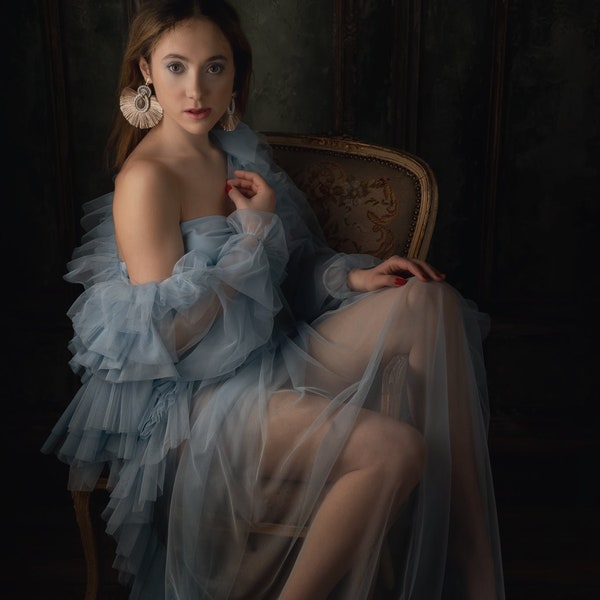 Robe en tulle Molly, peignoir, séance grossesse, séance femme