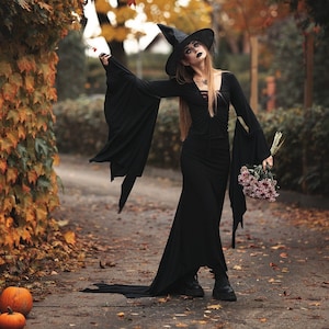 Black Addams dress with Halloween train