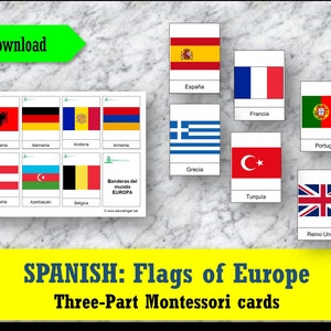 Banderas de Europa - Tarjetas Montessori