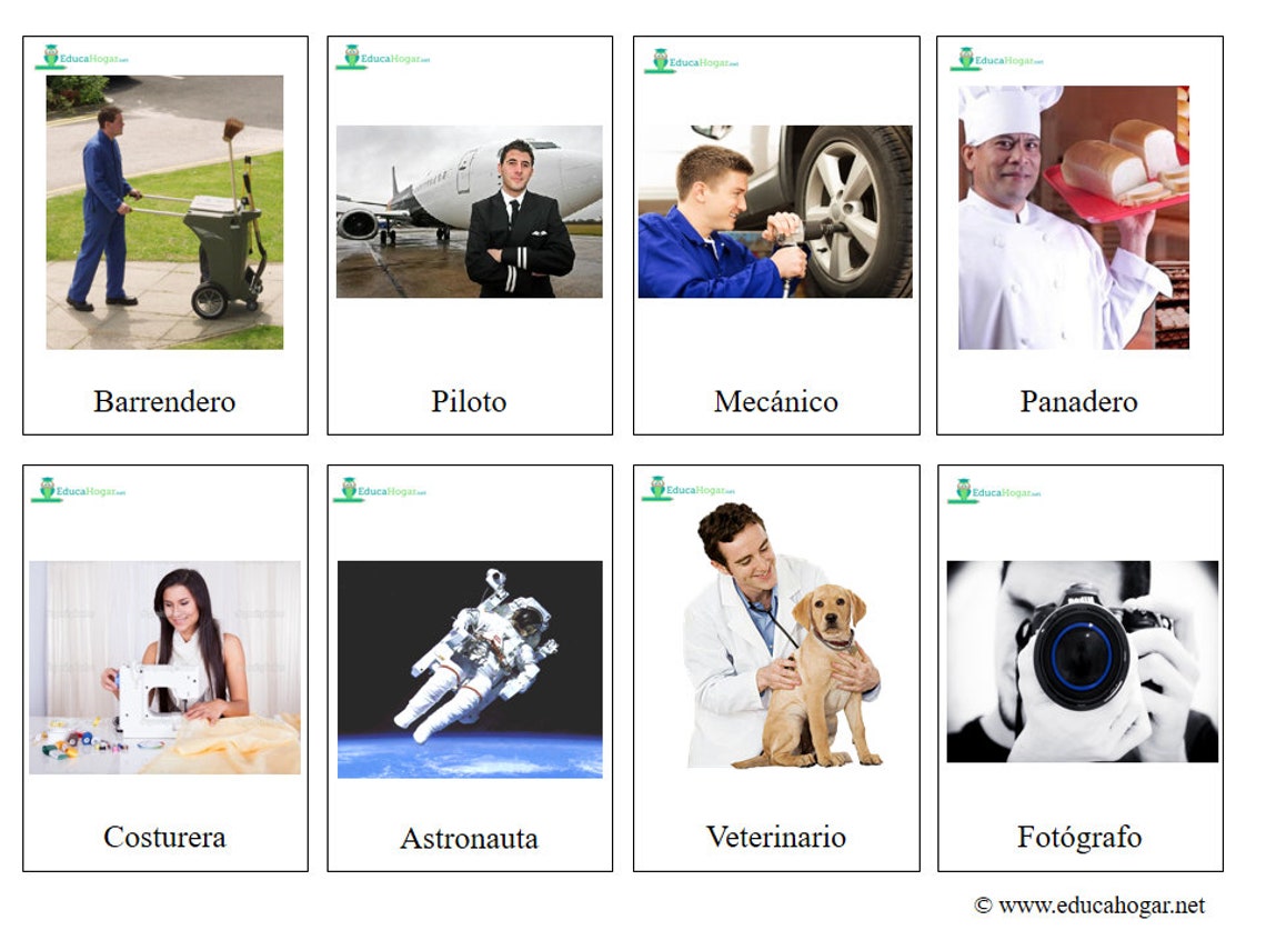 Professions - 24 SPANISH Montessori Cards - Etsy