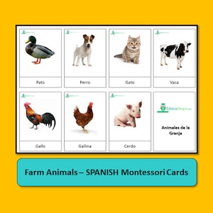 Bauernhof Tiere - 15 SPANISCHE Montessori Karten
