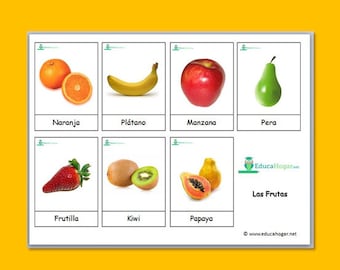 Fruits-24 SPANISH Montessori Cards