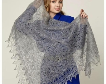 Gray Orenburg shawl, Gray shawl, scarf, wrap, cape, goat down,Handmade,shawl,soft shawl,handmade, knitted shawl, wool, square shape