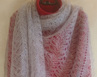 Orenburg light Gray shawl, Оpenwork, goat down, shawl, Handmade, natural wool, openwork shawl, downy shawl, gift for her, traditional