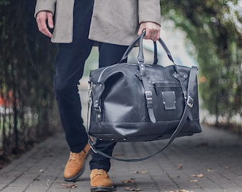 Bolsa de viaje de piel de grano completo, regalo de Navidad, bolsa de viaje de fin de semana personalizada de piel, regalo para hombres, aniversario