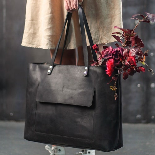 Leather Handbag 17 Inch Laptop Bag Women | Etsy