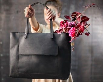Huge Leather TOTE bag Extra Large laptop bag Personalized
