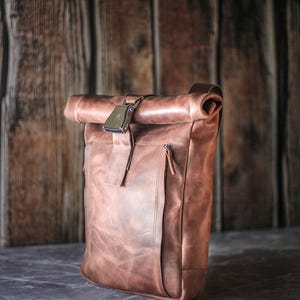 Laptop Rucksack Man Leather Backpack Men Rolltop
