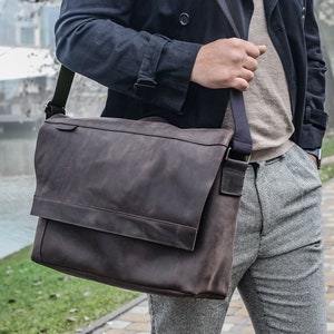 maletín de piel hombre, bolso mensajero, maletín para portátil de 15 pulgadas BOLSO MENSAJERO DE PIEL y lona, maletín mujer, bolso de piel vintage para ordenador