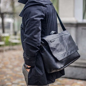 Leather MESSENGER BAG men LAPTOP leather briefcase men zdjęcie 1