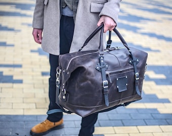 Mens Leather Weekender Bag,Leather Overnight Bag,Personalized Duffel Bag,Leather Holdall Bag,Leather Duffle Bag,Leather Gym Bag for Men,Gift