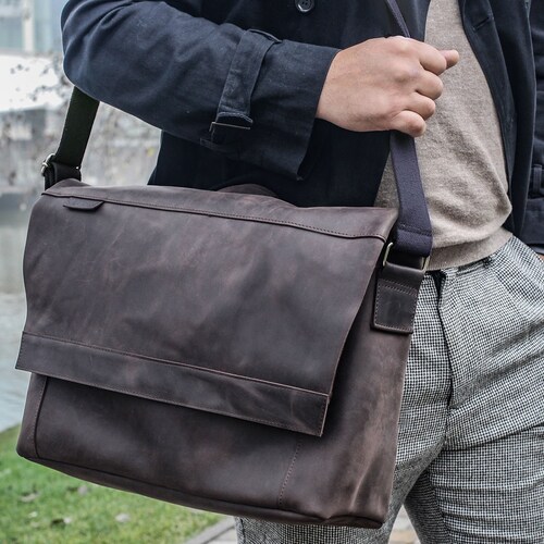 Personalized LEATHER MESSENGER Bag Men Leather Briefcase Men - Etsy Canada